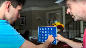 Austin working with a client
